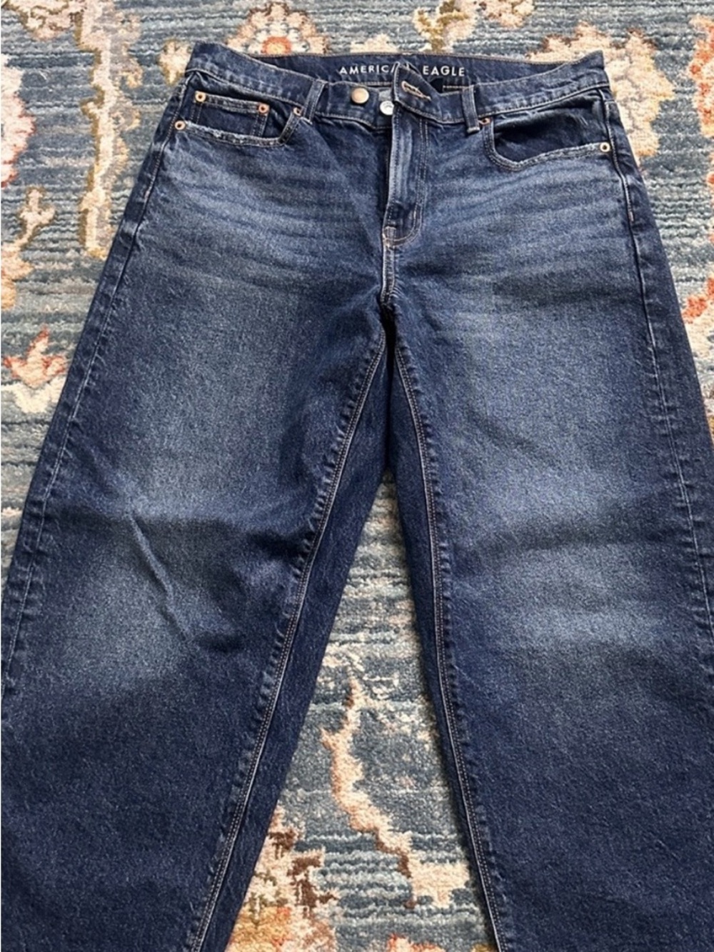 American Eagle Outfitters womens Dark Blue petite barrel Jeans
